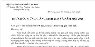 Tổng Hội: Thư Chúc Mừng Giáng Sinh 2025 & Năm Mới 2026